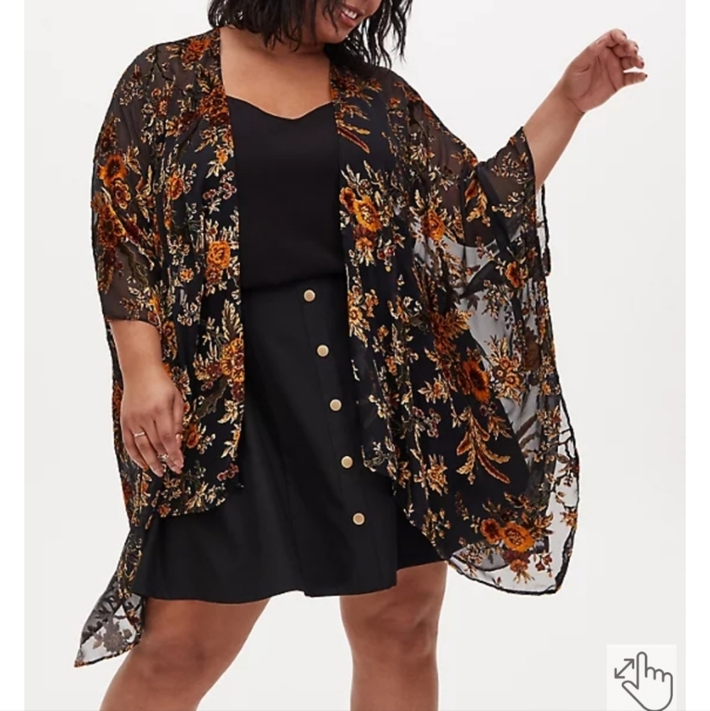 🆕1X-5X MULTI FLORAL BURNOUT AUTUMN RUANA🍁🍃🍁